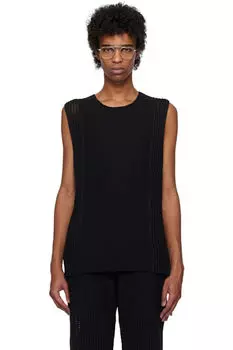 Черный жилет в деревенском стиле HOMME PLISS ISSEY MIYAKE