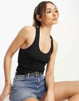 Черный жилет в рубчик с лямками на спине ASOS