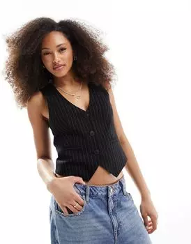 Черный жилет в тонкую полоску ASOS DESIGN