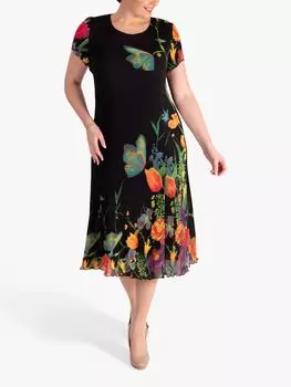 chesca Tiffany Плиссированное платье-миди, черный/мульти