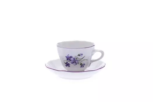 Чешский фарфор, а.с., Чашка Dub с блюдцем, Чешский фарфор, 80 мл, фиолетовый, Чешский фарфор Tschechisches Porzellan, a.s., Dub
