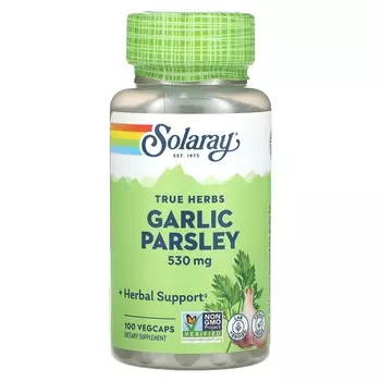 Чесночная петрушка Solaray True Herbs, 530 мг, 100 растительных капсул
