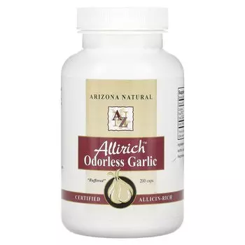 Чеснок Arizona Natural Allirich без запаха, 200 капсул