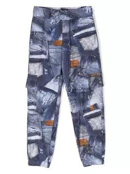 Chiara Ferragni брюки карго с джинсовым принтом, синий