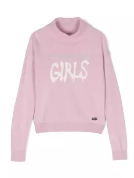 Chiara Ferragni джемпер с высоким воротником и надписью, розовый