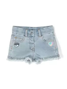 Chiara Ferragni джинсовые шорты с принтом Eye Star, синий