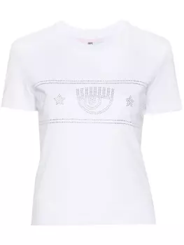 Chiara Ferragni футболка с логотипом и заклепками, белый