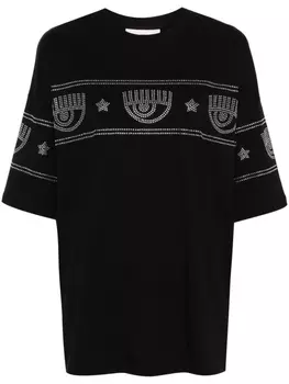 Chiara Ferragni футболка с логотипом и заклепками, черный