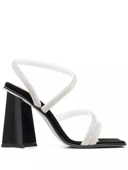 Chiara Ferragni glitter strap sculpted-heel sandals, черный