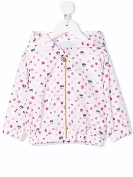 Chiara Ferragni худи на молнии с принтом, белый