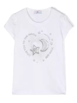 Chiara Ferragni Kids футболка Eye Moon с блестками, белый
