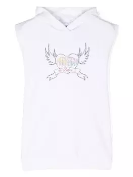 Chiara Ferragni Kids платье с капюшоном и графичным принтом, белый