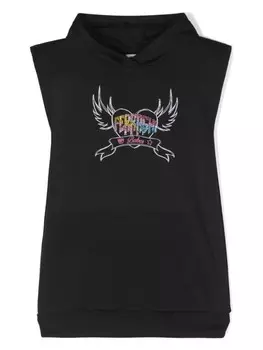 Chiara Ferragni Kids платье с капюшоном и логотипом, черный