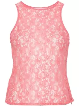 Chiara Ferragni кружевной топ без рукавов, розовый