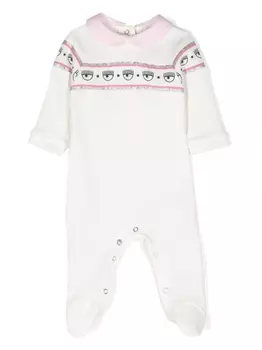 Chiara Ferragni пижама с полоской и логотипом Eyelike, белый