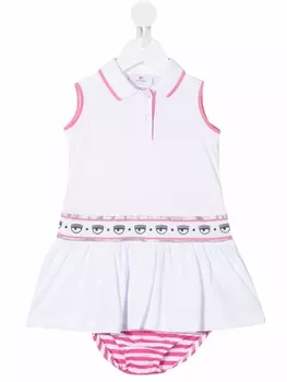 Chiara Ferragni платье Logomania с воротником поло, белый