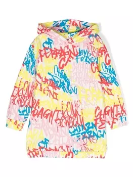 Chiara Ferragni платье с капюшоном и логотипом, белый