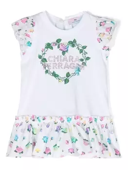 Chiara Ferragni платье с логотипом из страз, белый