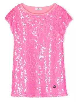 Chiara Ferragni платье с рукавами кап и пайетками, розовый