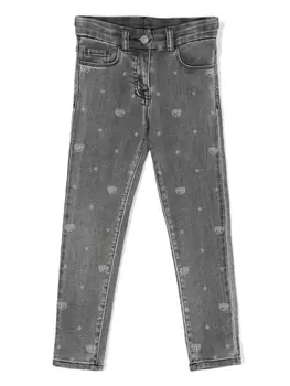 Chiara Ferragni прямые джинсы с узором Eyelike, серый