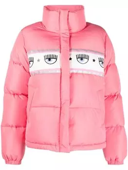 Chiara Ferragni пуховик с принтом Eyelike, розовый