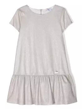 Chiara Ferragni расклешенное платье с люрексом и логотипом, золотистый