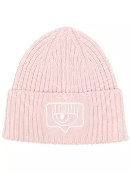 Chiara Ferragni шапка бини в рубчик с вышивкой Eyelike, розовый