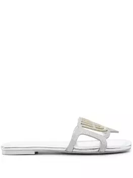 Chiara Ferragni шлепанцы Eyelike с блестками, серебристый