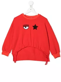 Chiara Ferragni толстовка с приспущенными плечами и вышитым логотипом, красный