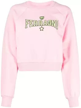 Chiara Ferragni толстовка с вышитым логотипом, розовый