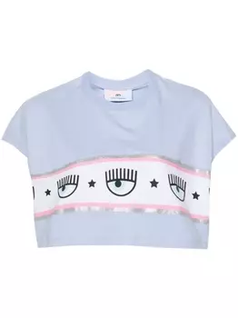 Chiara Ferragni укороченная футболка Maxi Logomania, синий