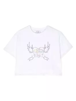 Chiara Ferragni укороченная футболка с логотипом, белый