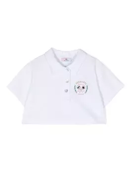 Chiara Ferragni укороченная рубашка поло с вышитым логотипом, белый