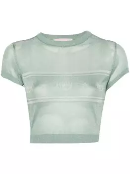 Chiara Ferragni укороченный джемпер Eyelike с эффектом металлик, зеленый