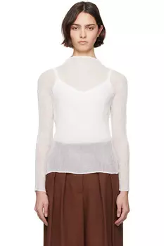 Чифоновый джемпер с высоким воротником и крученой нитью bk/wt-56 Issey Miyake, белый