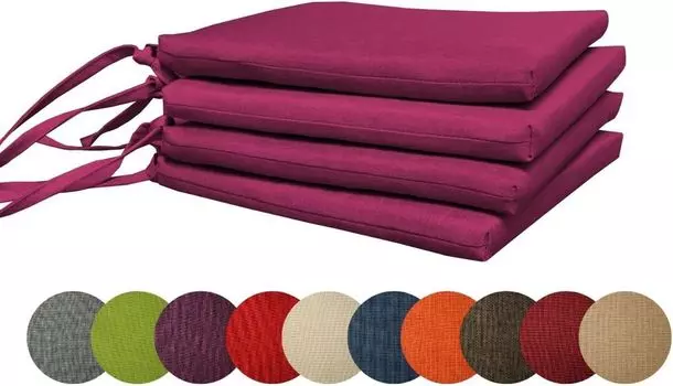 Chilly Pilley садовая подушка комплект подушек для стула подушка для садового стула подушка для сиденья подушка для сиденья садовая подушка для сиденья садовая подушка (комплект: 4 подушки, фиолетовые), фиолетовый