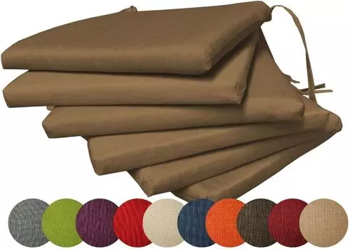 Chilly Pilley садовая подушка комплект подушек для стула подушка для садового стула подушка для сиденья подушка для сиденья садовая подушка для сиденья садовая подушка (комплект: 6 подушек, коричневый)