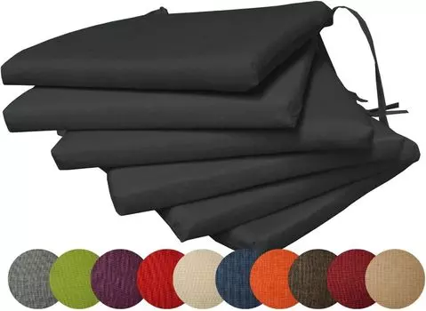 Chilly Pilley садовая подушка комплект подушек для стула подушка для садового стула подушка для сиденья (комплект: 6 подушек, черный)