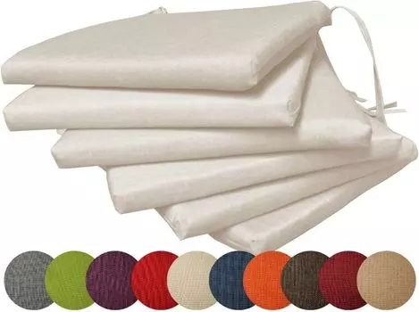 Chilly Pilley садовая подушка набор подушек для стула подушка для садового стула подушка для сиденья подушка для сиденья садовая подушка для сиденья садовая подушка (комплект: 6 подушек, кремовый), бежевый