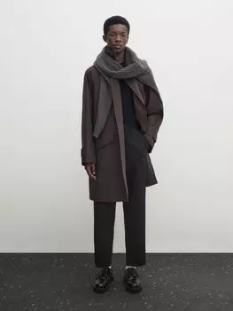 Чинос расслабленного кроя с поясом Massimo Dutti, черный