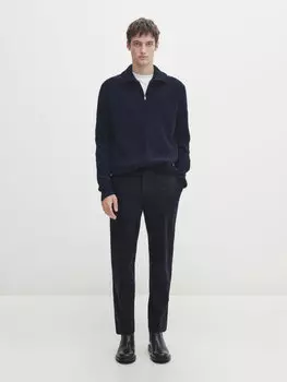 Чинос расслабленного кроя с поясом Massimo Dutti, темно-синий