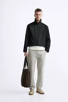 Чиносы с эластичным поясом ZARA, средне-серый