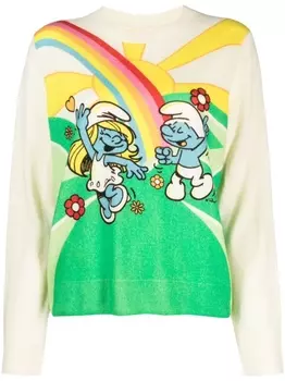 Chinti & Parker джемпер Landscape Smurfs с круглым вырезом, нейтральный цвет