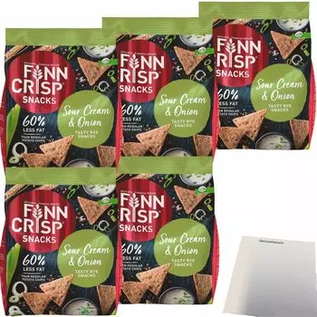 Чипсы Finn Crisp Snacks Sour Cream & Onion цельнозерновые ржаные чипсы ПУ (упаковка 5x150г) + блок usy