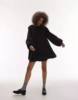 Чистое мини-платье трапеция черного цвета Topshop