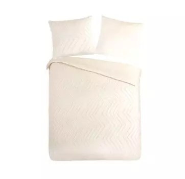 Чистое постельное белье "Зигзаг" зигзагообразная кайма/вышивка - белый - 135 х 200 см - 100% микрофибра Muller Textil