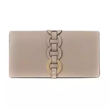 Chlo Длинный женский кошелек Chloe из зернистой и блестящей телячьей кожи, цвет светло-коричневый