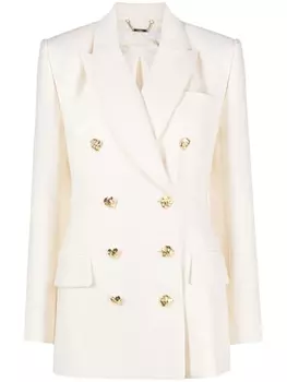 Chlo двубортный блейзер с заостренными лацканами, нейтральный цвет