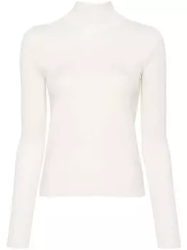 Chlo джемпер с высоким воротником и вышитым логотипом, белый