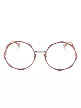 Chlo Eyewear очки в круглой оправе с логотипом, коричневый
